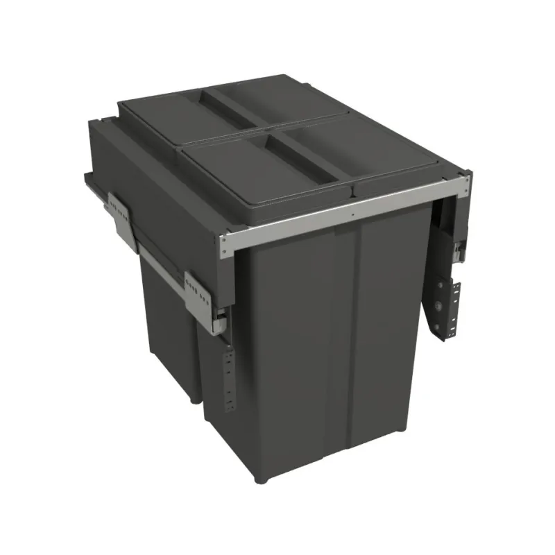Izvlečni koš za odpadke 450 mm – 2 × 29 l z nosilci vrat / antracitna barva