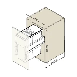 Izvlečni koš za odpadke 300 mm – 1 × 40 l / antracit