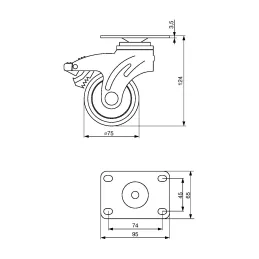 Pohištveno kolesce VEDO 75 mm / z zavoro