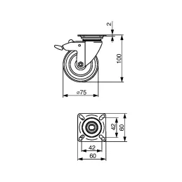 Pohištveno kolesce TENTE AGILA 1477 75 mm / z zavoro