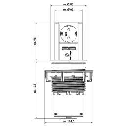 Izvlečna električna vtičnica Elevator 2x230 V SCHUKO / mat črna
