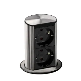 Izvlečna električna vtičnica Elevator 2x230V SCHUKO / nerjavno jeklo