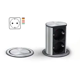 Izvlečna električna vtičnica Elevator 2x230V SCHUKO / nerjavno jeklo
