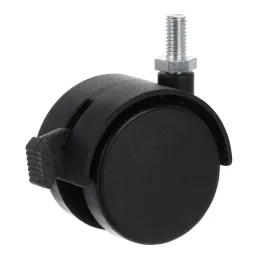 Črno pohištveno kolesce z vijakom CHAIR – z zavoro / 50 mm