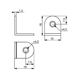 Povezovalni kotnik 15 x 15 mm – 10 kosov / beli cink