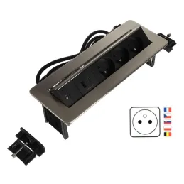 Dvižna električna vtičnica LUNAR FRENCH 3x230V + polnjenje USB A-C / nerjavno jeklo