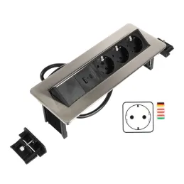 Izvlečna električna vtičnica LUNAR SCHUKO 3x230V + polnjenje USB A-C / nerjavno jeklo