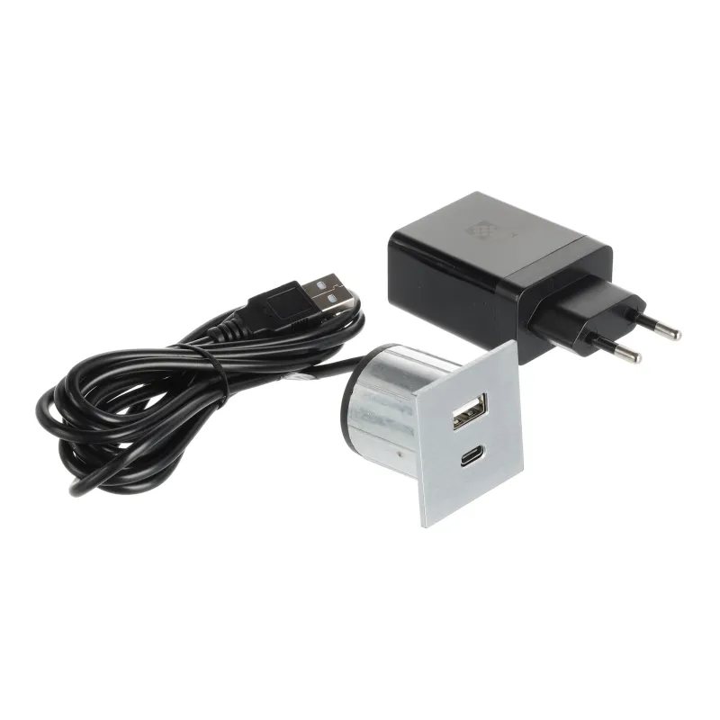 Električna vtičnica z USB-polnilnikom VersaPick / nerjavno jeklo