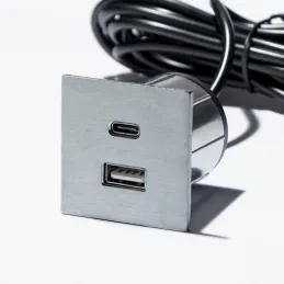 Električna vtičnica z USB-polnilnikom VersaPick / nerjavno jeklo