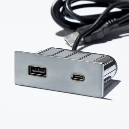 Električna vtičnica USB-polnilnik Square A+C / nerjavno jeklo