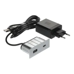 Električna vtičnica USB-polnilnik Square A+C / nerjavno jeklo