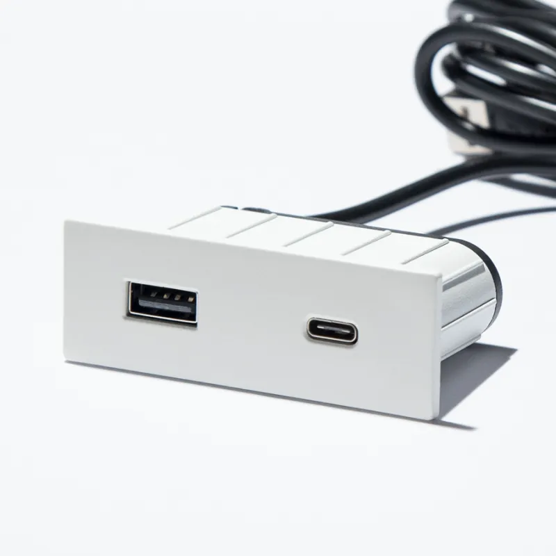 Električna vtičnica z USB-polnilnikom Square A+C / mat bela