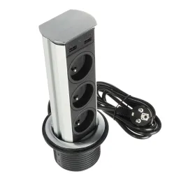 Izvlečni predal BRICK FRENCH 3x230V + USB A / nerjavno jeklo