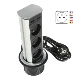 Izvlečni predal BRICK FRENCH 3x230V + USB A / nerjavno jeklo