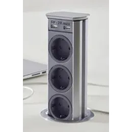 Izvlečna vtičnična enota BRICK SCHUKO 3x230 V + USB A / nerjavno jeklo