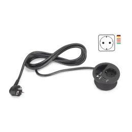 Namizna vtičnica CIRCLE 80 SCHUKO 1x230V + USB A-C / črna