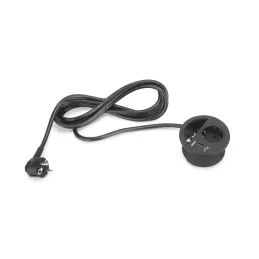 Namizna vtičnica CIRCLE 80 SCHUKO 1x230V + USB A-C / črna