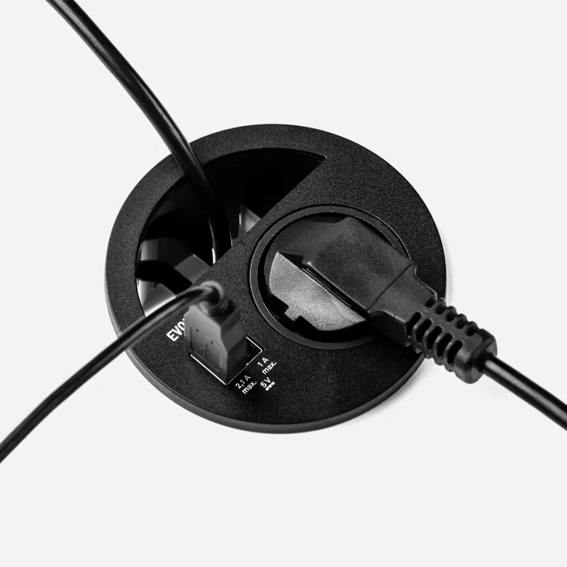 Namizna vtičnica CIRCLE 80 SCHUKO 1x230V + USB A-C / črna