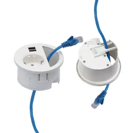 Namizna vtičnica CIRCLE 80 SCHUKO 1x230V + USB A-C / črna