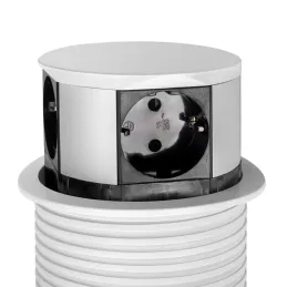 Izvlečna električna vtičnica VERTIKAL SCHUKO 3× 230 V + 2× USB / mat bela