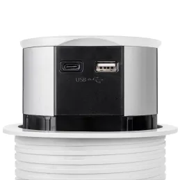 Izvlečna električna vtičnica VERTIKAL SCHUKO 3× 230 V + 2× USB / mat bela
