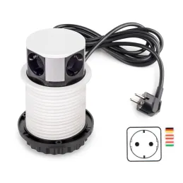 Izvlečna električna vtičnica VERTIKAL SCHUKO 3× 230 V + 2× USB / mat bela