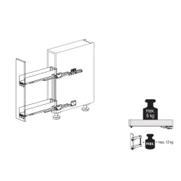 Popolnoma izvlečna košara K-LINE 150 mm / Bela