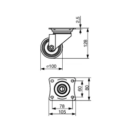 Pohištveno kolesce TENTE ALPHA 3470 100 mm / Brez zavore