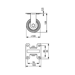 Pohištveno kolo TENTE ALPHA 3478 100 mm / Brez zavore
