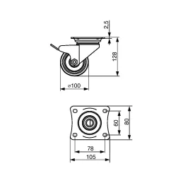 Pohištveno kolesce TENTE ALPHA 3477 100 mm / z zavoro