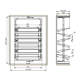 Vrtljiva omarica za čevlje EASY 1425–1525 mm / srebrna–rjava