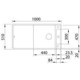 Pomivalno korito iz granita Blanco AXIA III XL 6 S z ekscentrom / Siva skala