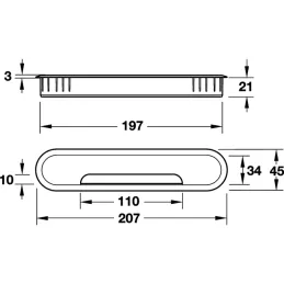 Kabelski prehod MINIMA 207 x 45 mm / Aluminij
