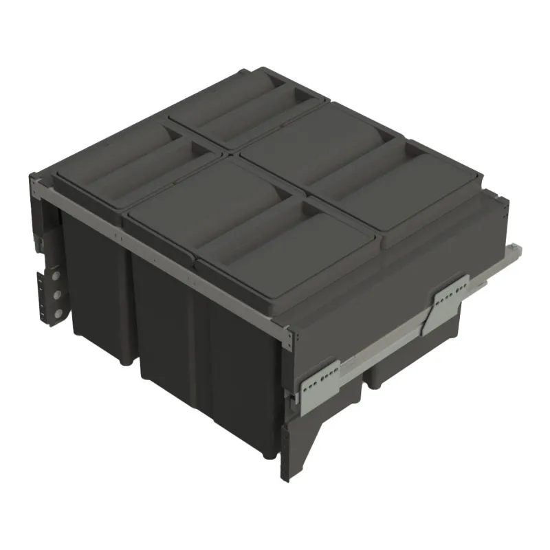Izvlečni koš za odpadke STAR 600 mm – 2 × 17 l + 2 × 8 l z ročaji vrat / antracitna barva