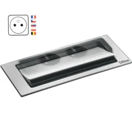 Izvlečna električna vtičnica EVOline BackFlip FRENCH + 1xUSB-polnjenje / videz nerjavnega jekla