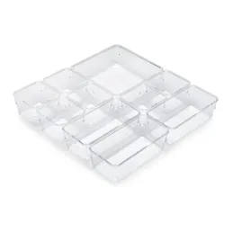 Organizator za kopalniški predal CUBE – 10 škatel / prozoren