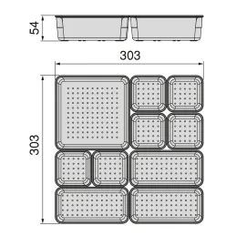 Organizator za kopalniški predal CUBE – 10 škatel / prozoren