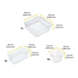 Organizator za kopalniški predal CUBE – 10 škatel / prozoren