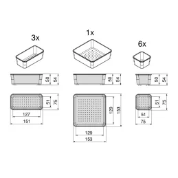 Organizator za kopalniški predal CUBE – 10 škatel / prozoren