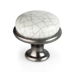Gumb ročaj LUNAS / staro srebro – razpokan porcelan