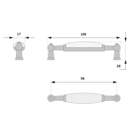 Ročaj LUNAS DUO / starinska medenina – cvetlični motiv
