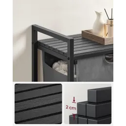 Koš za perilo METALO UNO / Črna + antracitno leseno okrasje