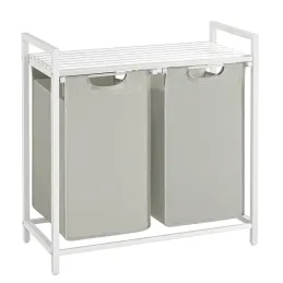 Košara za perilo METALO DUO / bela + bel les