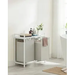 Košara za perilo METALO DUO / bela + bel les