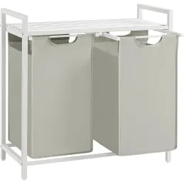Košara za perilo METALO DUO / bela + bel les