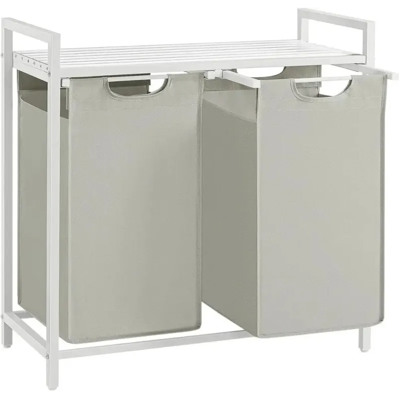 Košara za perilo METALO DUO / bela + bel les