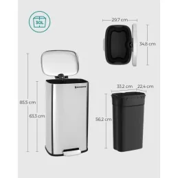 Koš za odpadke STING s pedalom, 30 l / nerjavno jeklo