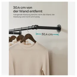Obešalna palica za oblačila REGALO 1700 mm / mat črna