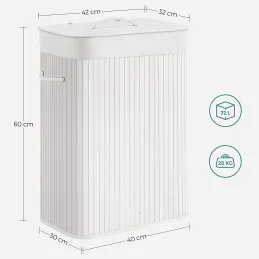 Košara za perilo GLAMUR 72 l / Bela
