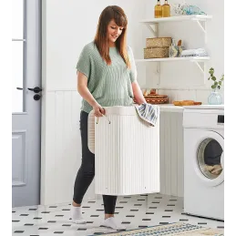 Košara za perilo GLAMUR 72 l / Bela